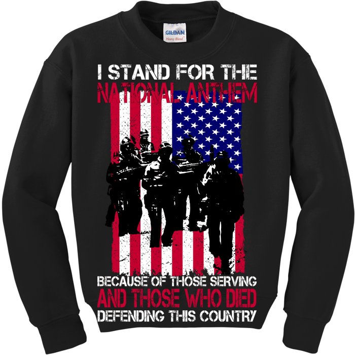 I Stand For The National Anthem Defending This Country Kids Sweatshirt