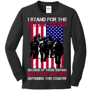 I Stand For The National Anthem Defending This Country Kids Long Sleeve Shirt