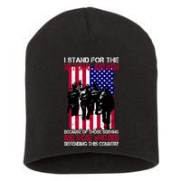 I Stand For The National Anthem Defending This Country Short Acrylic Beanie