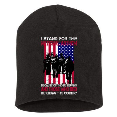 I Stand For The National Anthem Defending This Country Short Acrylic Beanie