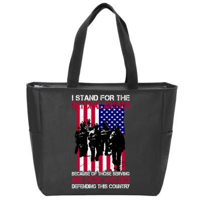 I Stand For The National Anthem Defending This Country Zip Tote Bag