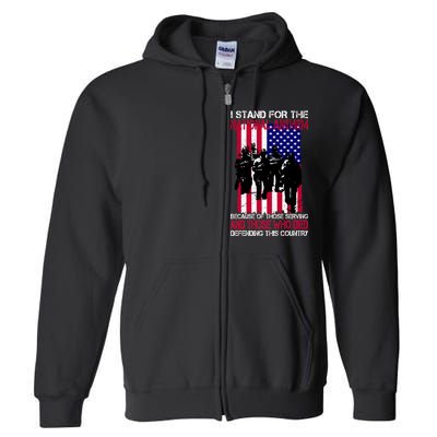 I Stand For The National Anthem Defending This Country Full Zip Hoodie