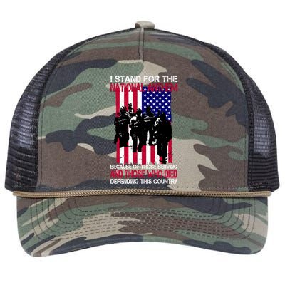 I Stand For The National Anthem Defending This Country Retro Rope Trucker Hat Cap