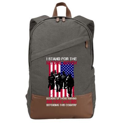 I Stand For The National Anthem Defending This Country Cotton Canvas Backpack