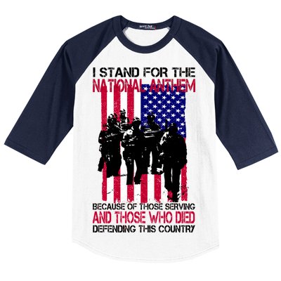 I Stand For The National Anthem Defending This Country Baseball Sleeve Shirt