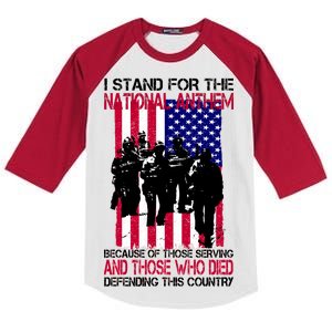 I Stand For The National Anthem Defending This Country Kids Colorblock Raglan Jersey