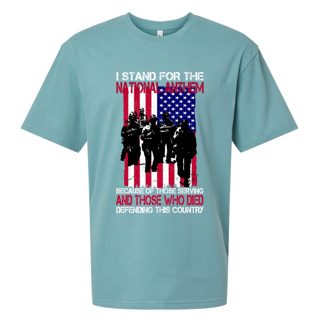 I Stand For The National Anthem Defending This Country Sueded Cloud Jersey T-Shirt