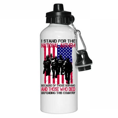 I Stand For The National Anthem Defending This Country Aluminum Water Bottle