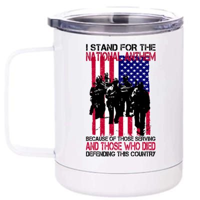 I Stand For The National Anthem Defending This Country 12 oz Stainless Steel Tumbler Cup