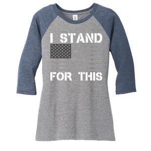 I Stand For This USA Flag Women's Tri-Blend 3/4-Sleeve Raglan Shirt