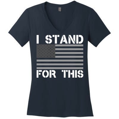 I Stand For This USA Flag Women's V-Neck T-Shirt