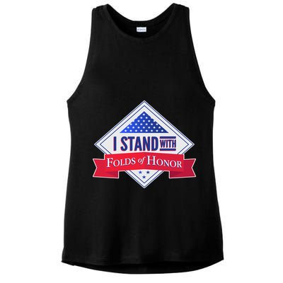 I Stand With Folds Of Honor Ladies PosiCharge Tri-Blend Wicking Tank