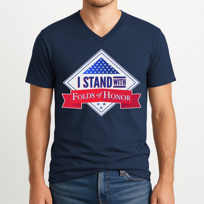 I Stand With Folds Of Honor V-Neck T-Shirt