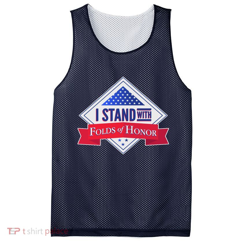 I Stand With Folds Of Honor Mesh Reversible Basketball Jersey Tank