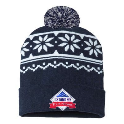 I Stand With Folds Of Honor USA-Made Snowflake Beanie