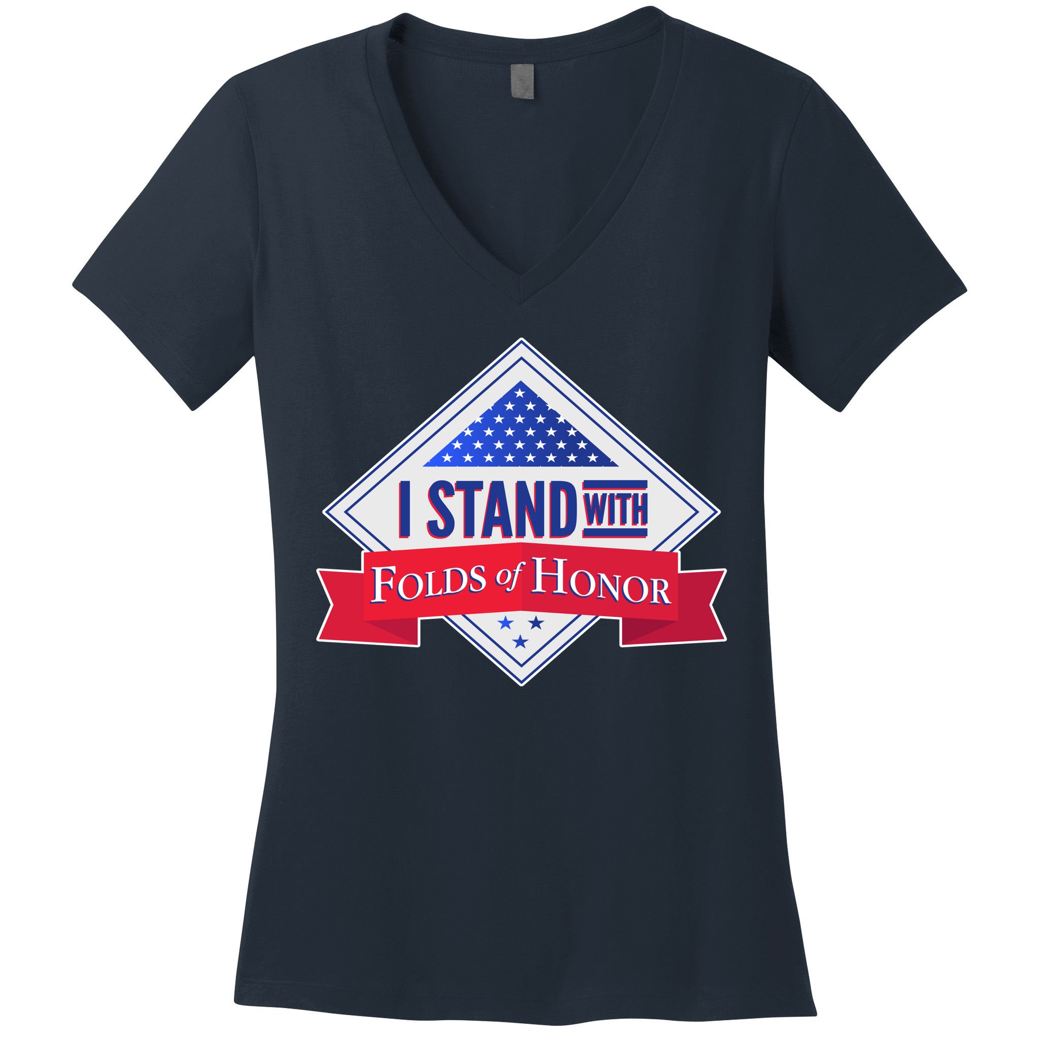 I Stand With Folds Of Honor Women's V-Neck T-Shirt