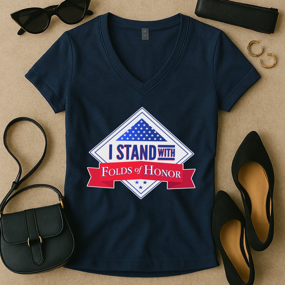 I Stand With Folds Of Honor Women's V-Neck T-Shirt