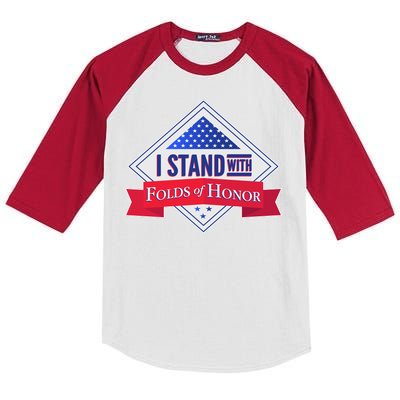 I Stand With Folds Of Honor Kids Colorblock Raglan Jersey