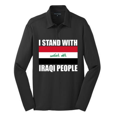 I Stand With Iraqi People Silk Touch Performance Long Sleeve Polo