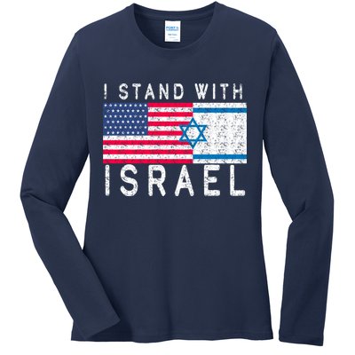 I stand With Israel Fag Vintage Ladies Long Sleeve Shirt