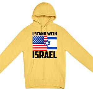 I Stand With Israel US Flags United Distressed Premium Pullover Hoodie