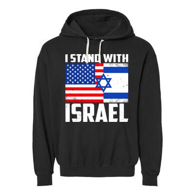 I Stand With Israel US Flags United Distressed Garment-Dyed Fleece Hoodie