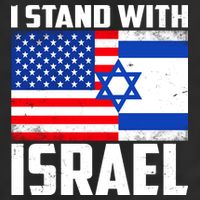 I Stand With Israel US Flags United Distressed 7 Panel Mesh Trucker Snapback Hat