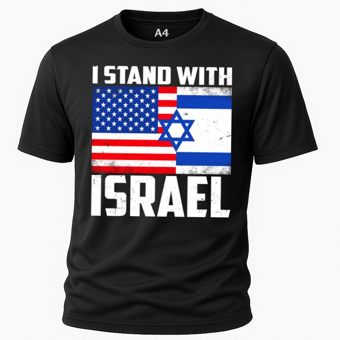 I Stand With Israel US Flags United Distressed Performance Shirt