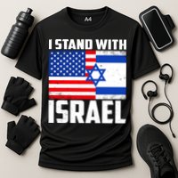 I Stand With Israel US Flags United Distressed Performance Shirt