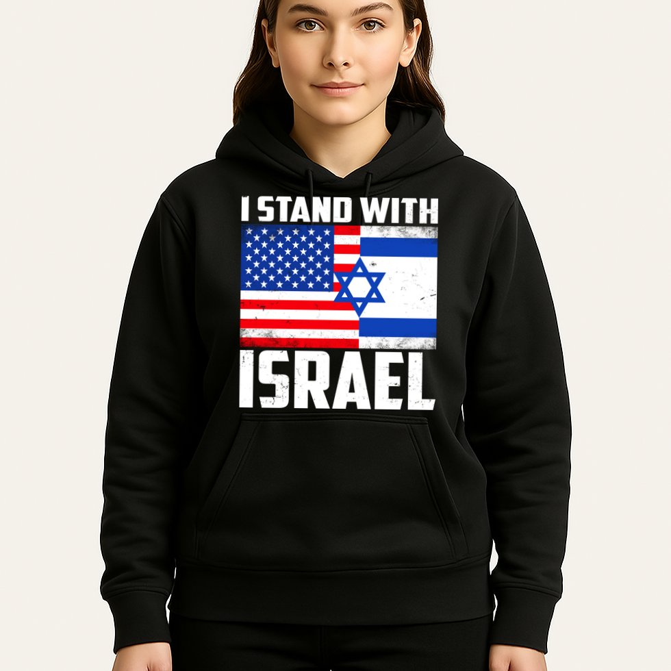 I Stand With Israel US Flags United Distressed Hoodie