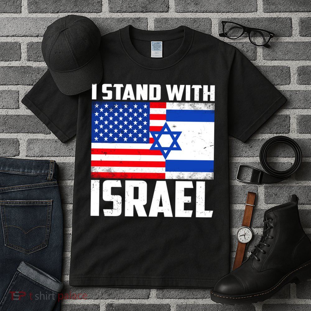 I Stand With Israel US Flags United Distressed Tall T-Shirt