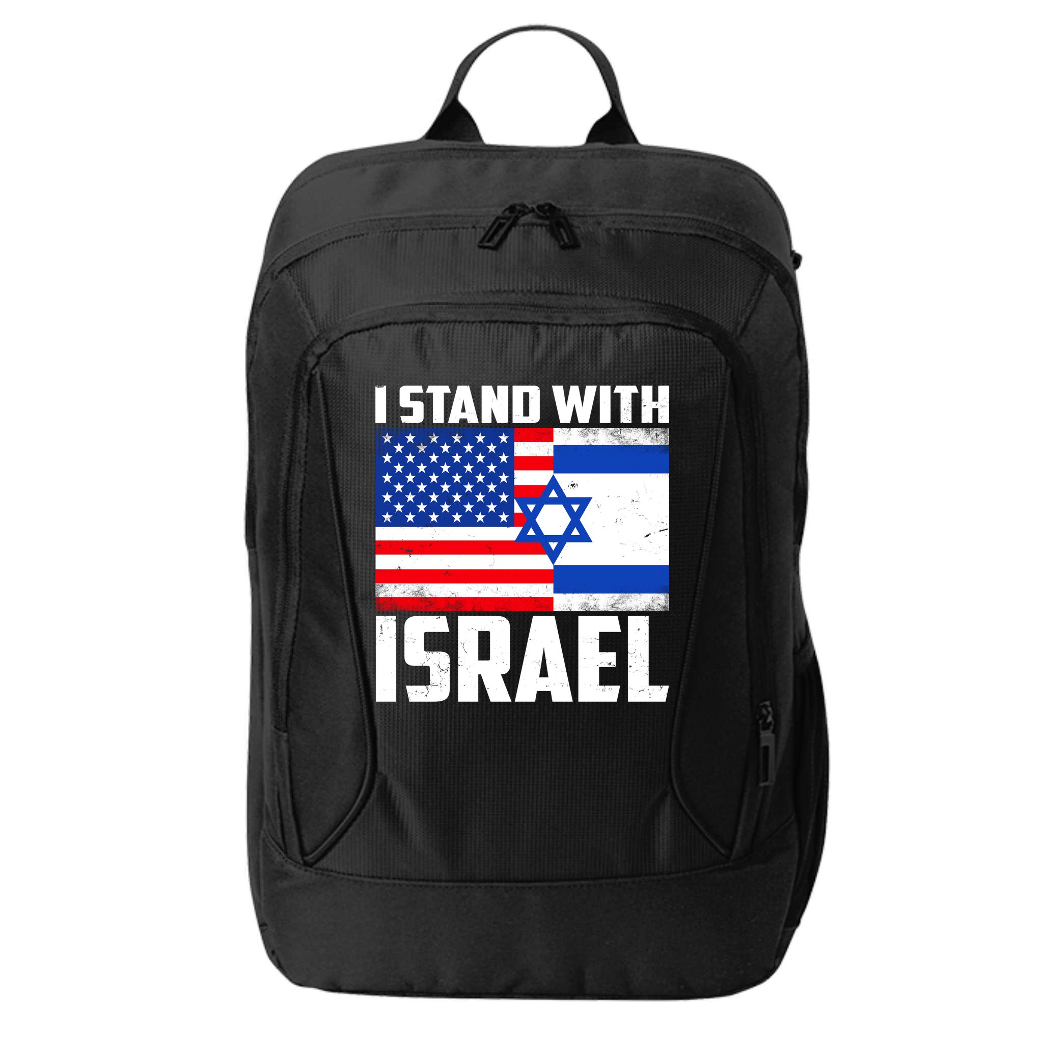 I Stand With Israel US Flags United Distressed City Backpack