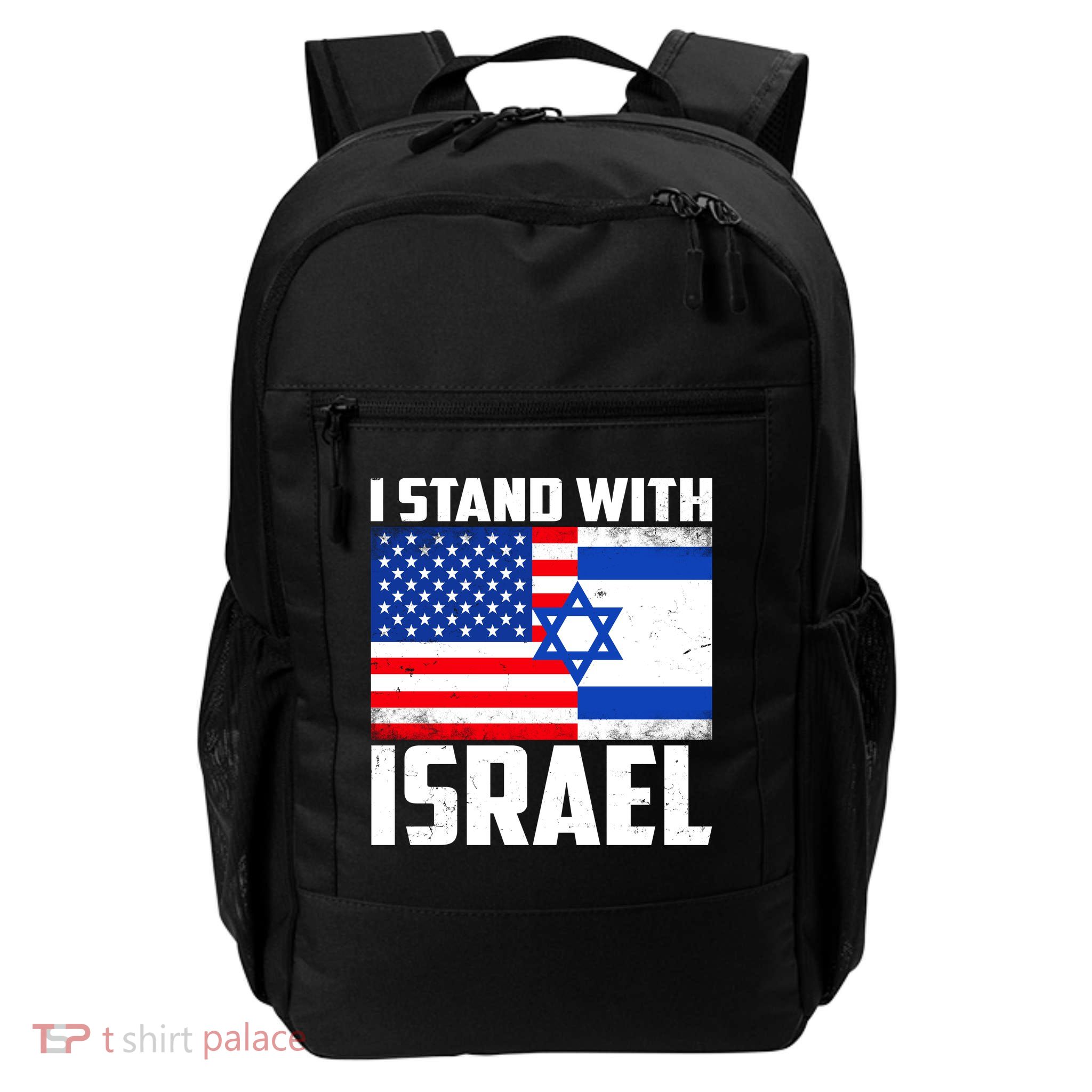 I Stand With Israel US Flags United Distressed Daily Commute Backpack