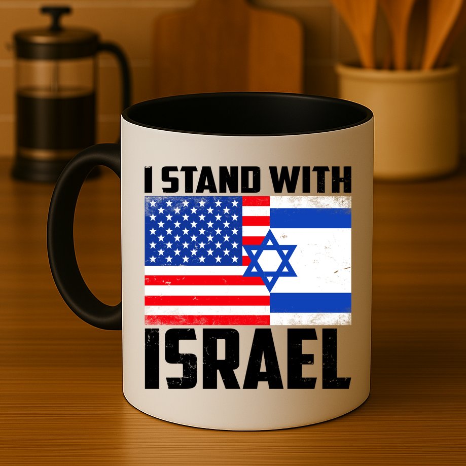 I Stand With Israel US Flags United Distressed Mug