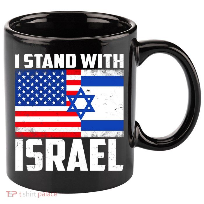 I Stand With Israel US Flags United Distressed 11oz C Handle Ceramic Mug