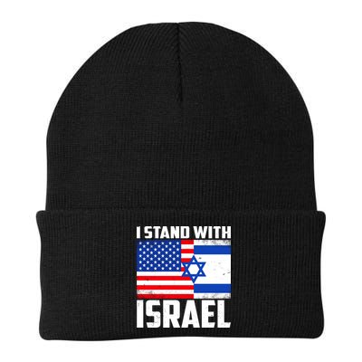 I Stand With Israel US Flags United Distressed Beanie