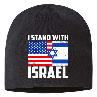 I Stand With Israel US Flags United Distressed Sustainable Beanie