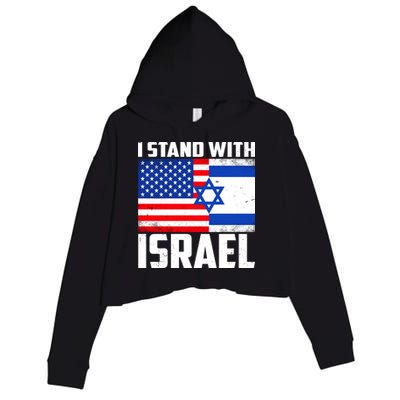 I Stand With Israel US Flags United Distressed Crop Fleece Hoodie