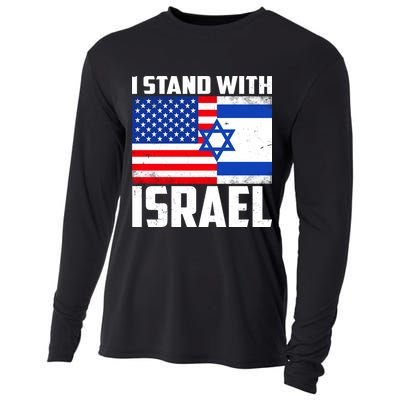 I Stand With Israel US Flags United Distressed Cooling Performance Long Sleeve Crew