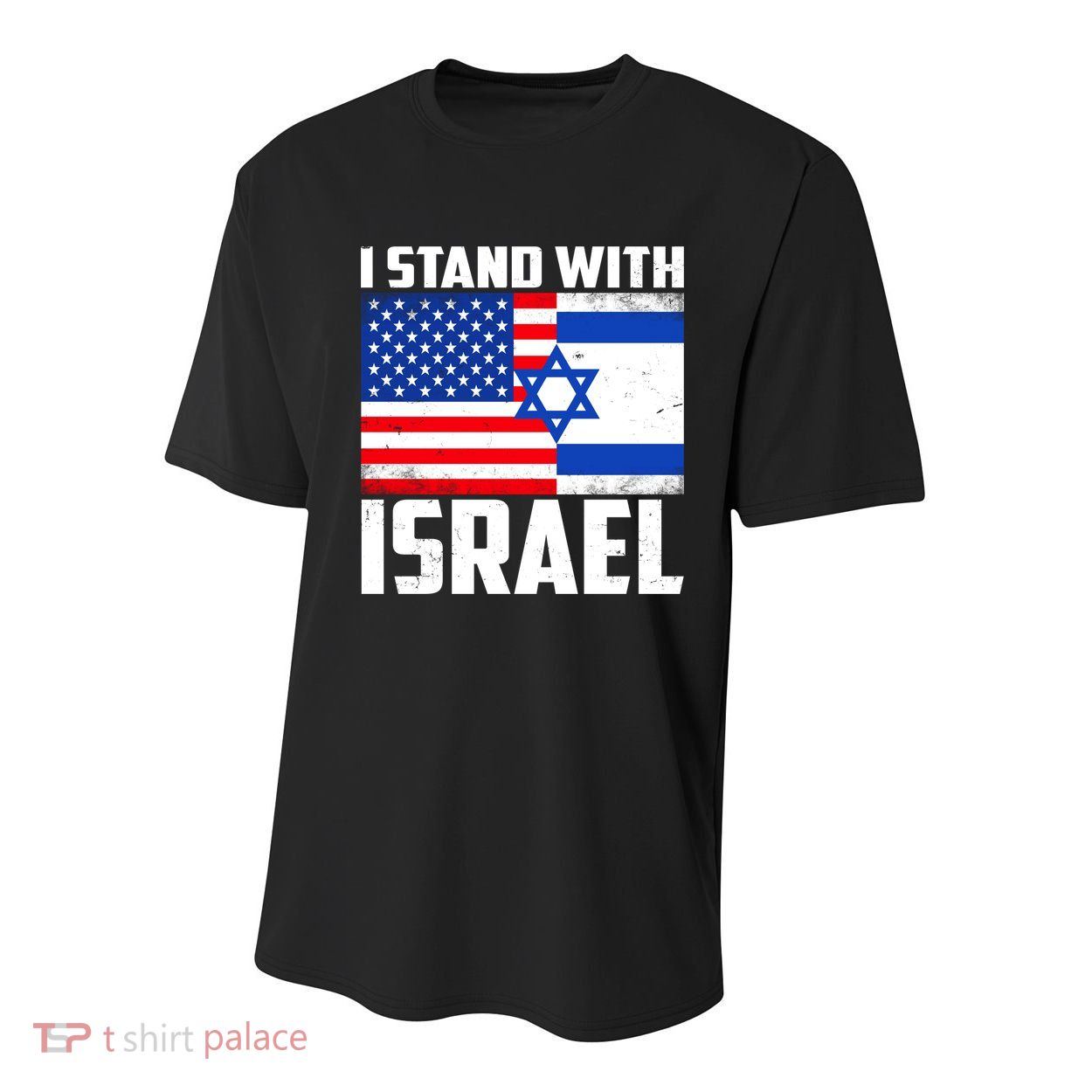 I Stand With Israel US Flags United Distressed Youth Performance Sprint T-Shirt