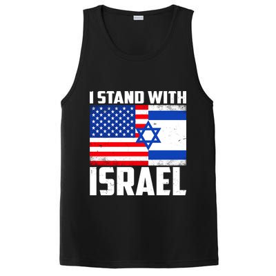 I Stand With Israel US Flags United Distressed PosiCharge Competitor Tank
