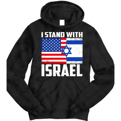 I Stand With Israel US Flags United Distressed Tie Dye Hoodie