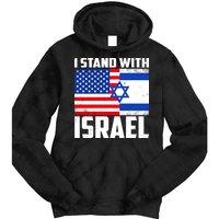 I Stand With Israel US Flags United Distressed Tie Dye Hoodie