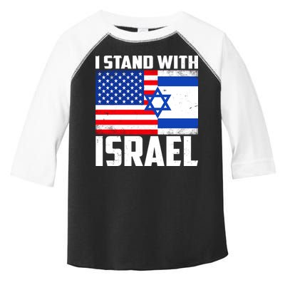 I Stand With Israel US Flags United Distressed Toddler Fine Jersey T-Shirt