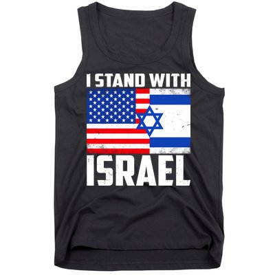 I Stand With Israel US Flags United Distressed Tank Top