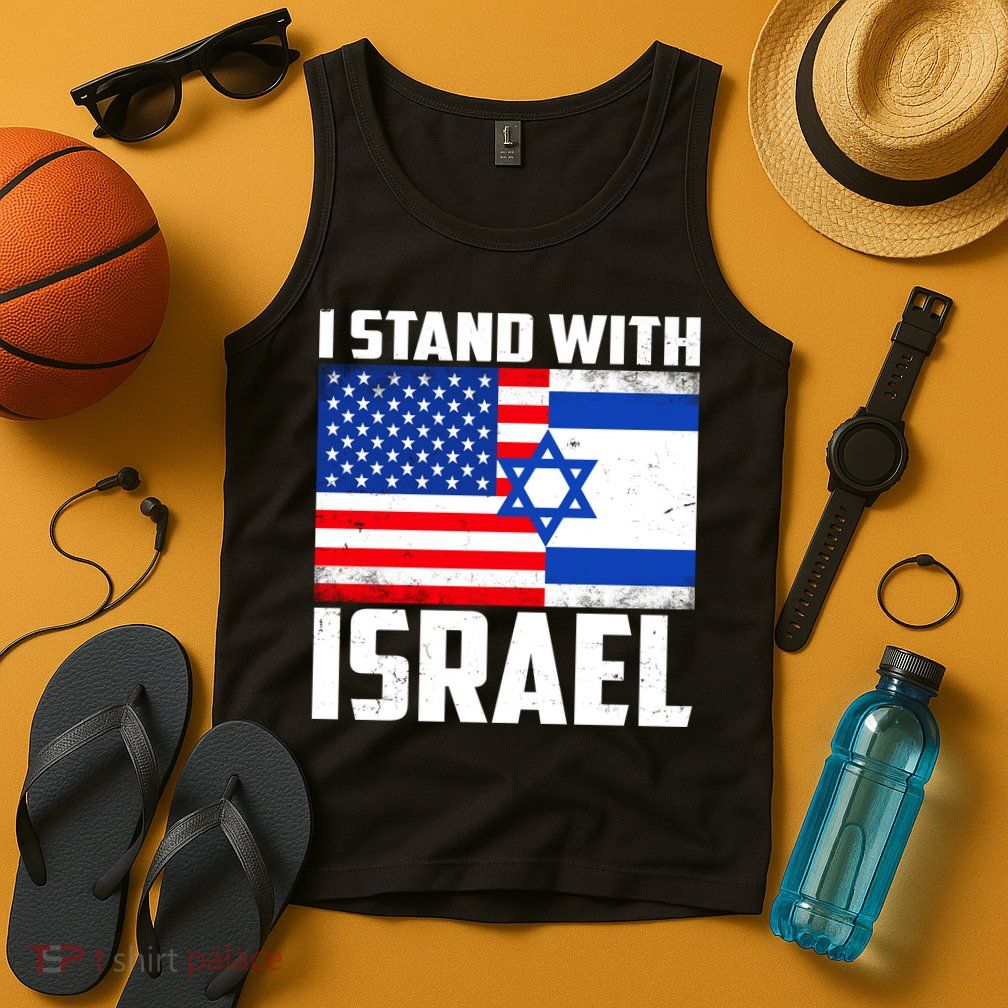 I Stand With Israel US Flags United Distressed Tank Top