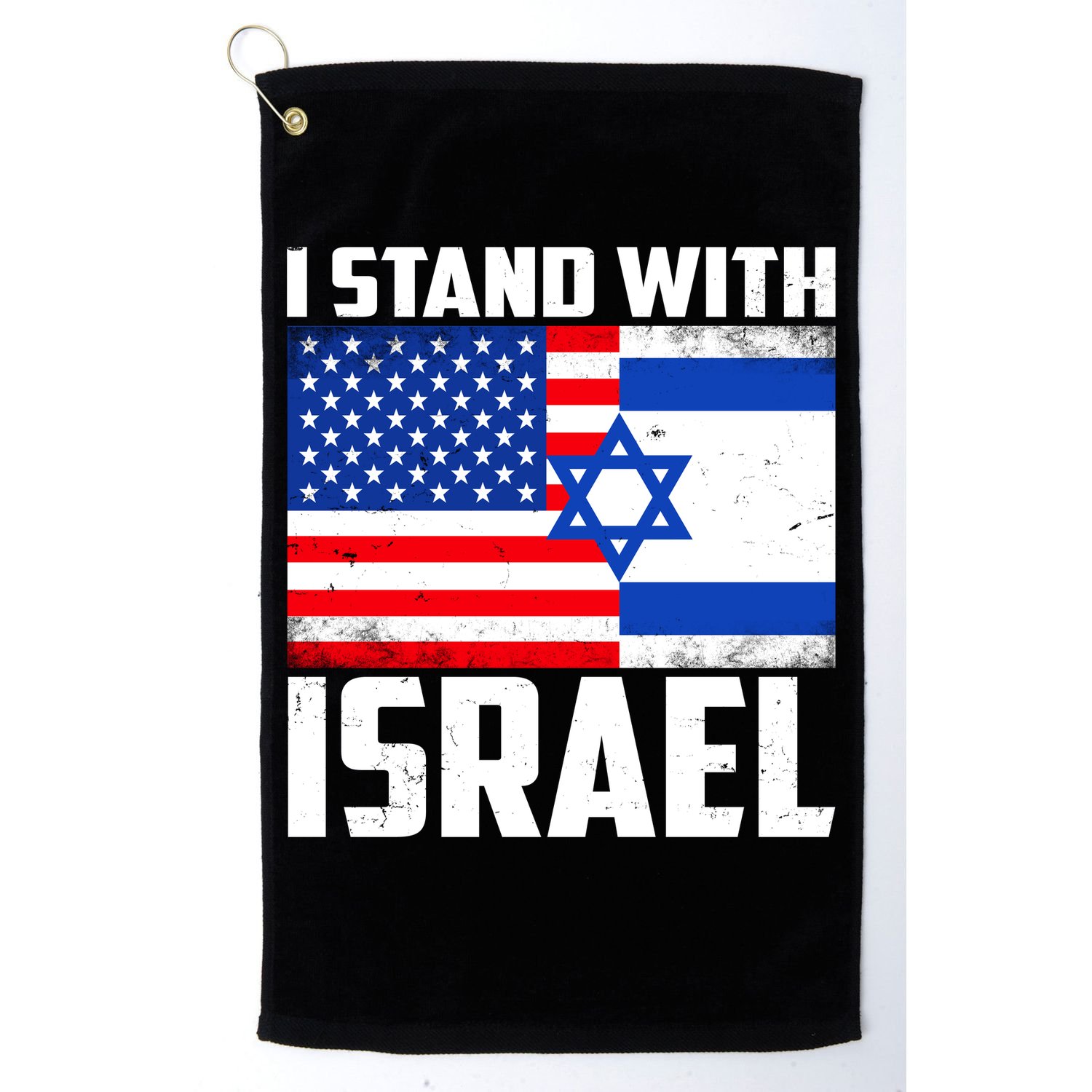I Stand With Israel US Flags United Distressed Golf Towel