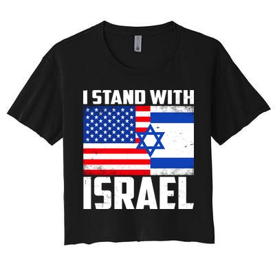 I Stand With Israel US Flags United Distressed Crop Top