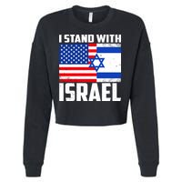 I Stand With Israel US Flags United Distressed Cropped Pullover Crew