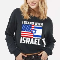 I Stand With Israel US Flags United Distressed Cropped Pullover Crew